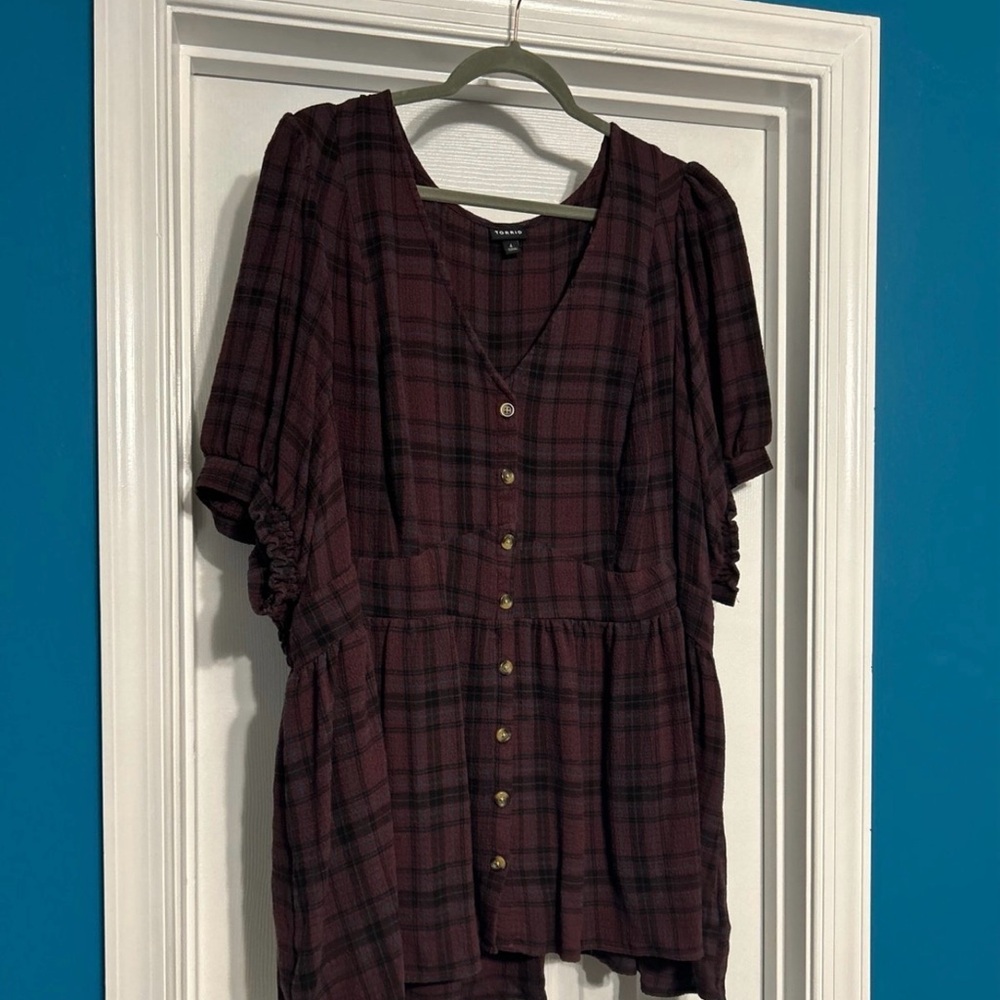 Torrid Babydoll Crinkle Flannel Gauze Button Up - Size 4